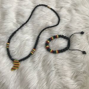 I Love Africa Beaded Necklace/Bracelet Matching St